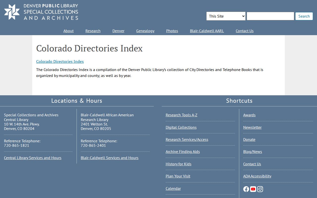 Northglenn city directory DPL place and year index